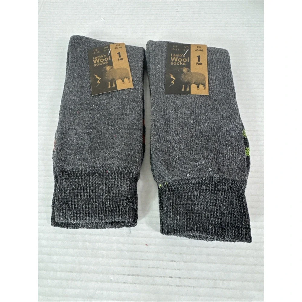 Lamb's Wool Blend Socks NEW Men's US 10-13 Lot of 2 Gray Calf Length 1399